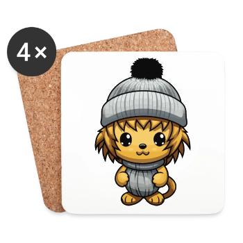 Lion Animal Bébé Bande Dessinée Hiver - Dessous de verre (lot de 4) - blanc - Devant