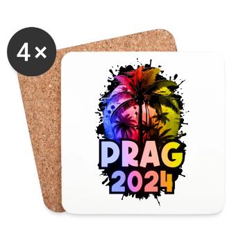 Prague 2024 Vacances Coloré - Dessous de verre (lot de 4) - blanc - Devant