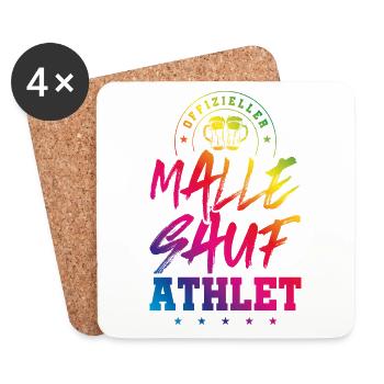 Malle Sauf Athlet Mallorca Party Spruch - Untersetzer (4er-Set) - Weiß - Vorne