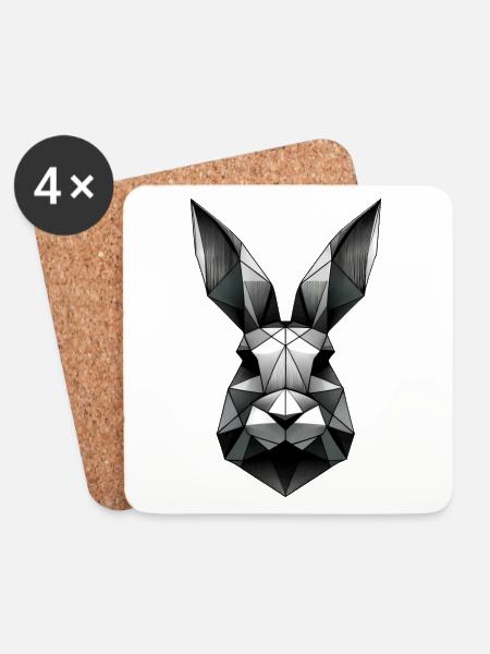 Geometrischer Hase Polygon Kaninchen Design - Untersetzer (4er-Set) - Weiß