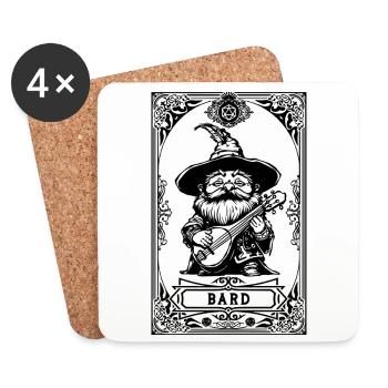 Bard RPG Tarot Card chibi - Dessous de verre (lot de 4) - blanc - Devant