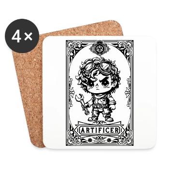 Artificer RPG Tarot Card Chibi - Dessous de verre (lot de 4) - blanc - Devant