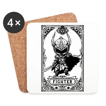 Fighter RPG Tarot Card chibi - Dessous de verre (lot de 4) - blanc - Devant