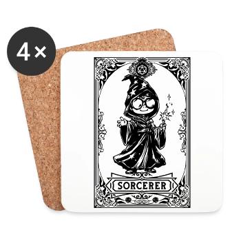 Sorcerer RPG Tarot Card chibi - Dessous de verre (lot de 4) - blanc - Devant
