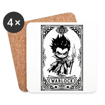 Warlock RPG Tarot Card chibi - Dessous de verre (lot de 4) - blanc - Devant