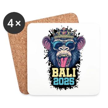 Bali 2025 Singe - Dessous de verre (lot de 4) - blanc - Devant