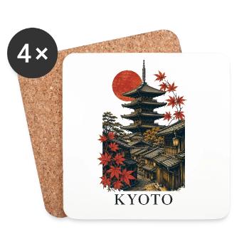 Kyoto Japan Pagoda Street Art - Untersetzer (4er-Set) - Weiß - Vorne