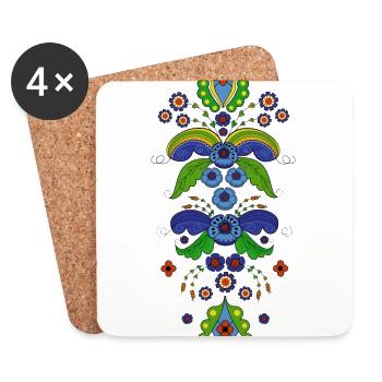Folklore Blumen Kostüm - Kurbits - Untersetzer (4er-Set) - Weiß - Vorne