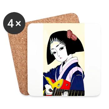 Geisha Guitar - Coasters (set of 4) - white - Front