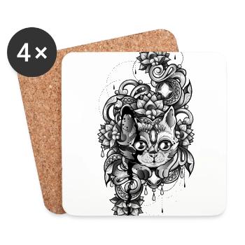 Trésors de chat - Dessous de verre (lot de 4) - blanc - Devant