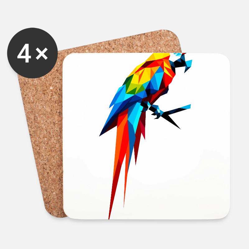 Geometric macaw - Coasters (set of 4) - white