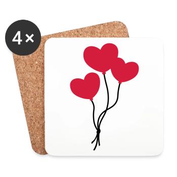 Herzballons / heart balloons / ballon coeur - Untersetzer (4er-Set) - Weiß - Vorne