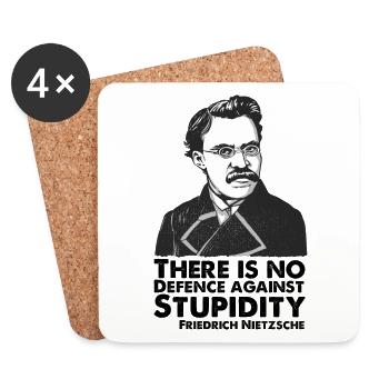 Friedrich Nietzsche Tshirt Stupidity Defence - Coasters (set of 4) - white - Front