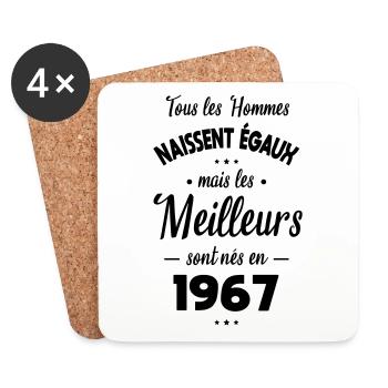 Anniversaire 55 ans - Meilleurs sont nés en 1967 - Dessous de verre (lot de 4) - blanc - Devant