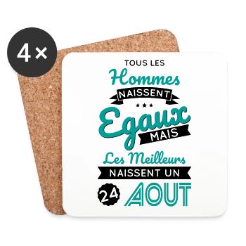 Anniversaire - Les meilleurs naissent 24 Août - Dessous de verre (lot de 4) - blanc - Devant