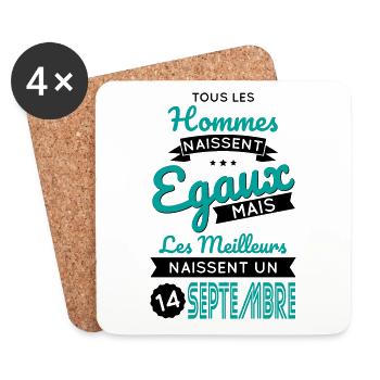 Anniversaire - Les meilleurs naissent 14 Septembre - Dessous de verre (lot de 4) - blanc - Devant