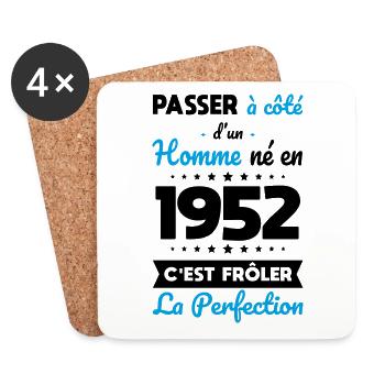 Anniversaire 70 ans - Né en 1952 Perfection - Dessous de verre (lot de 4) - blanc - Devant