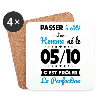 Anniversaire - Né 5 Octobre Frôler perfection - Dessous de verre (lot de 4) - blanc - Devant