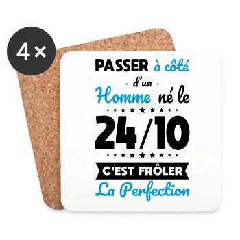Anniversaire - Né 24 Octobre Frôler perfection - Dessous de verre (lot de 4) - blanc - Devant