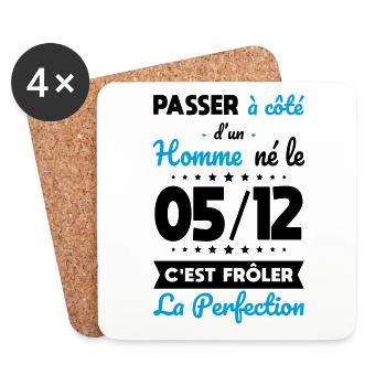 Anniversaire - Né le 5 Décembre Frôler perfection - Dessous de verre (lot de 4) - blanc - Devant
