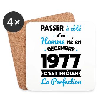 Anniversaire 45 ans - Né en Décembre 1977 - Dessous de verre (lot de 4) - blanc - Devant