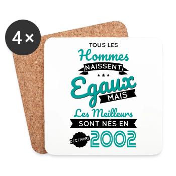 Anniversaire 20 ans - Meilleurs nés Décembre 2002 - Dessous de verre (lot de 4) - blanc - Devant