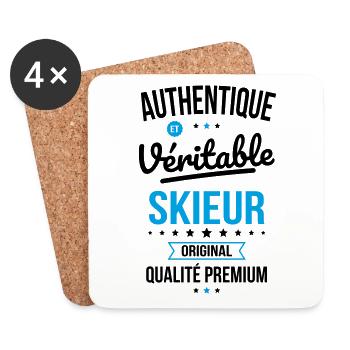 Authentique et véritable skieur - Original - Dessous de verre (lot de 4) - blanc - Devant