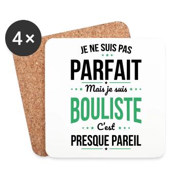 Pétanque - Pas parfait mais bouliste - Dessous de verre (lot de 4) - blanc - Devant