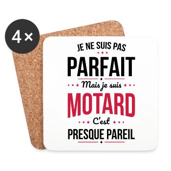 Je ne suis pas parfait mais je suis motard - Dessous de verre (lot de 4) - blanc - Devant