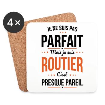 Je ne suis pas parfait mais je suis routier - Dessous de verre (lot de 4) - blanc - Devant