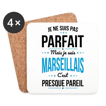 Je ne suis pas parfait mais je suis Marseillais - Dessous de verre (lot de 4) - blanc - Devant