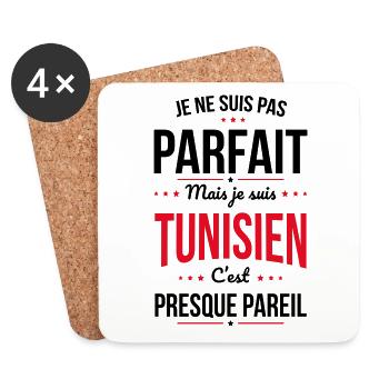 Je ne suis pas parfait mais je suis Tunisien - Dessous de verre (lot de 4) - blanc - Devant