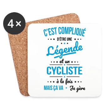 Compliqué d'être une légende et un cycliste - Dessous de verre (lot de 4) - blanc - Devant