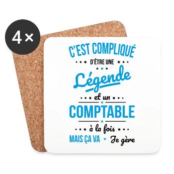 Compliqué d'être une légende et un comptable - Dessous de verre (lot de 4) - blanc - Devant