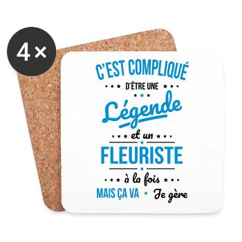 Compliqué d'être une légende et un fleuriste - Dessous de verre (lot de 4) - blanc - Devant