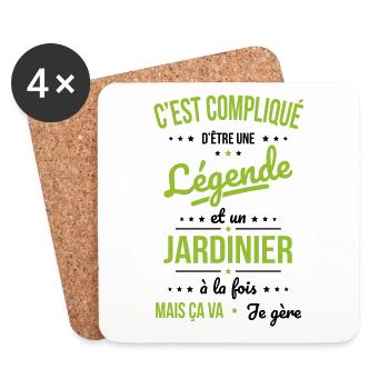 Compliqué d'être une légende et un jardinier - Dessous de verre (lot de 4) - blanc - Devant