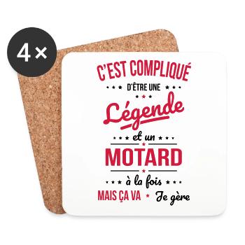 Compliqué d'être une légende et un motard - Dessous de verre (lot de 4) - blanc - Devant