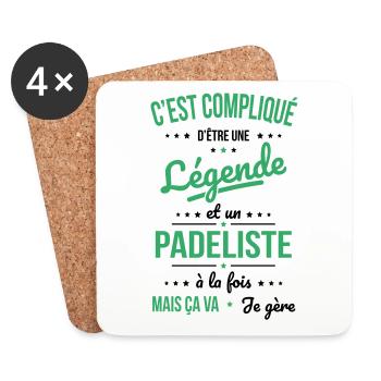 Compliqué d'être une légende et un padeliste - Dessous de verre (lot de 4) - blanc - Devant
