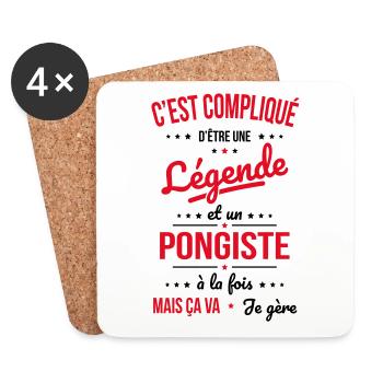 Compliqué d'être une légende et un pongiste - Dessous de verre (lot de 4) - blanc - Devant