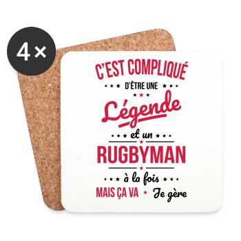 Compliqué d'être une légende et un rugbyman - Dessous de verre (lot de 4) - blanc - Devant