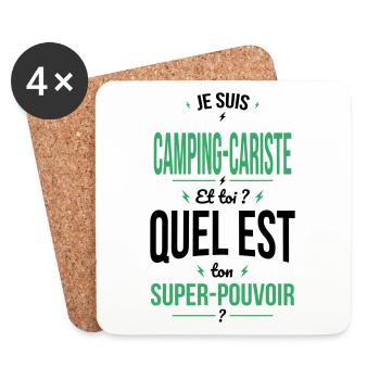 Je suis camping-cariste - Super-pouvoir - Dessous de verre (lot de 4) - blanc - Devant