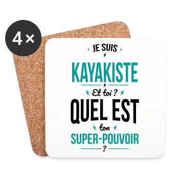 Je suis kayakiste - Super-pouvoir - Dessous de verre (lot de 4) - blanc - Devant