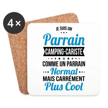Parrain camping-cariste plus cool - Dessous de verre (lot de 4) - blanc - Devant