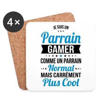 Parrain gamer comme parrain normal plus cool - Dessous de verre (lot de 4) - blanc - Devant