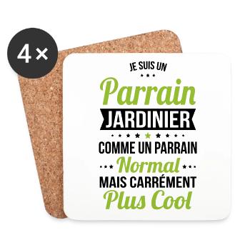 Parrain jardinier comme parrain normal plus cool - Dessous de verre (lot de 4) - blanc - Devant