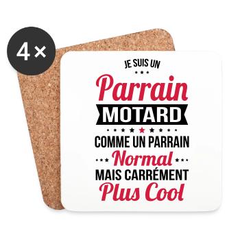 Parrain motard comme un parrain normal plus cool - Dessous de verre (lot de 4) - blanc - Devant
