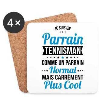 Parrain tennisman comme parrain normal plus cool - Dessous de verre (lot de 4) - blanc - Devant