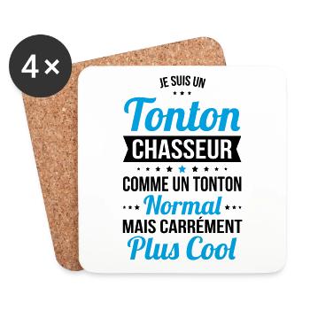 tonton chasseur comme tonton normal plus cool - Dessous de verre (lot de 4) - blanc - Devant