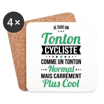 Tonton cycliste comme un tonton normal plus cool - Dessous de verre (lot de 4) - blanc - Devant