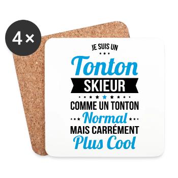 Tonton skieur comme un tonton normal plus cool - Dessous de verre (lot de 4) - blanc - Devant
